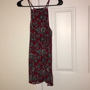 Spaghetti Strap Red and Black Pattern Dress
